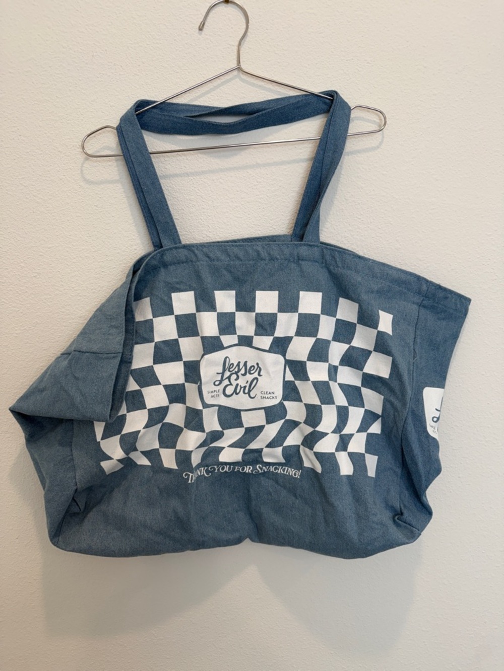 Lesser Evil Blue Checkered Canvas Tote​ - Picture 2 of 3